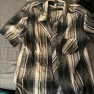 Tony Hawk Black and White Plaid Casual Shirt
